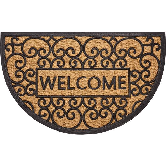 Semi-Circle Door Mat - Black;Brown (45cm W X 75cm L)