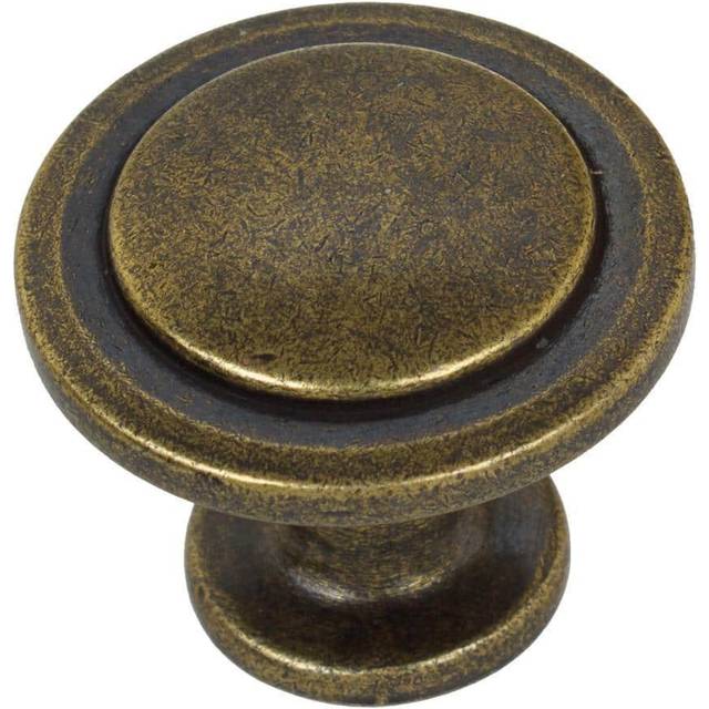 GlideRite Hardware 80960-AB-10 1.25 inch Diameter Classic Round Ring Antique Brass Cabinet Knobs 10 Pack