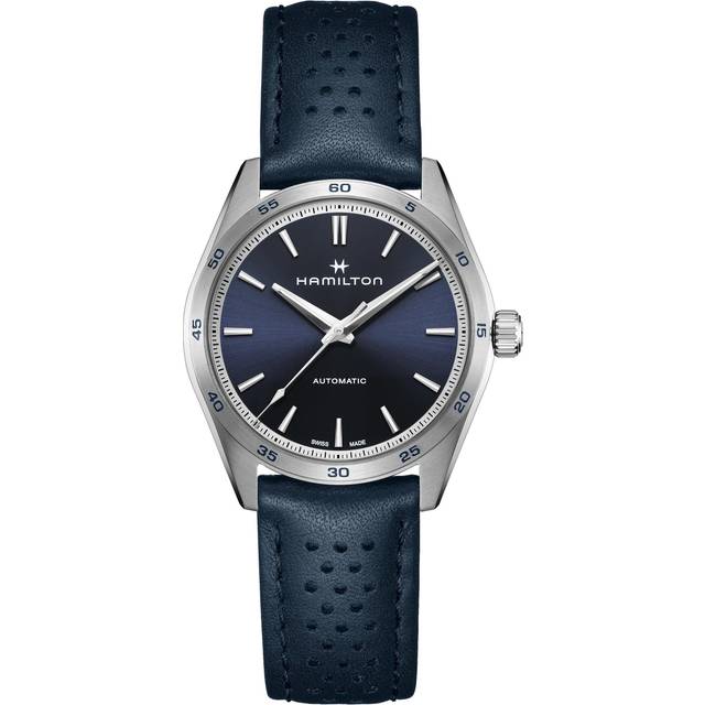 Hamilton Jazzmaster Performer Blue Leather Strap Watch