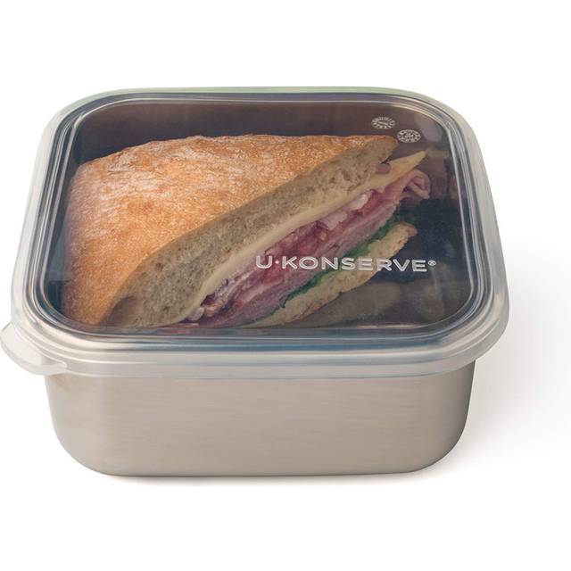 U Konserve Stainless Steel Food Storage Bento Box Container  Leak Proof Silicone Lid Dishwasher Safe - Plastic Free (30oz Clear)