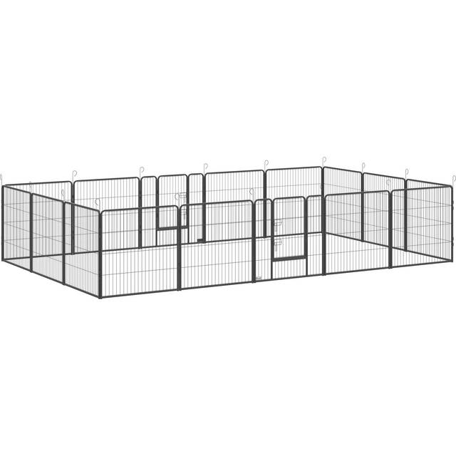 Pawhut 16 Panels Heavy Duty Puppy Playpen, For Small And Medium Dogs - Grey