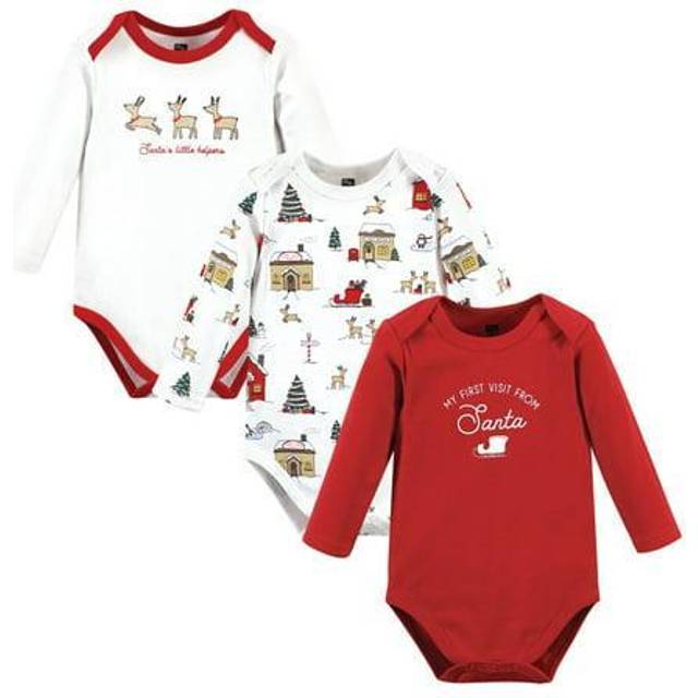 Hudson Baby Unisex Baby Cotton Long-Sleeve Bodysuits  North Pole  9-12 Months