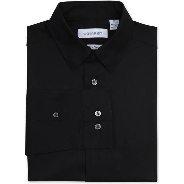 Calvin Klein Boys' Long Sleeve Slim Fit Dress Shirt  Button-down Style