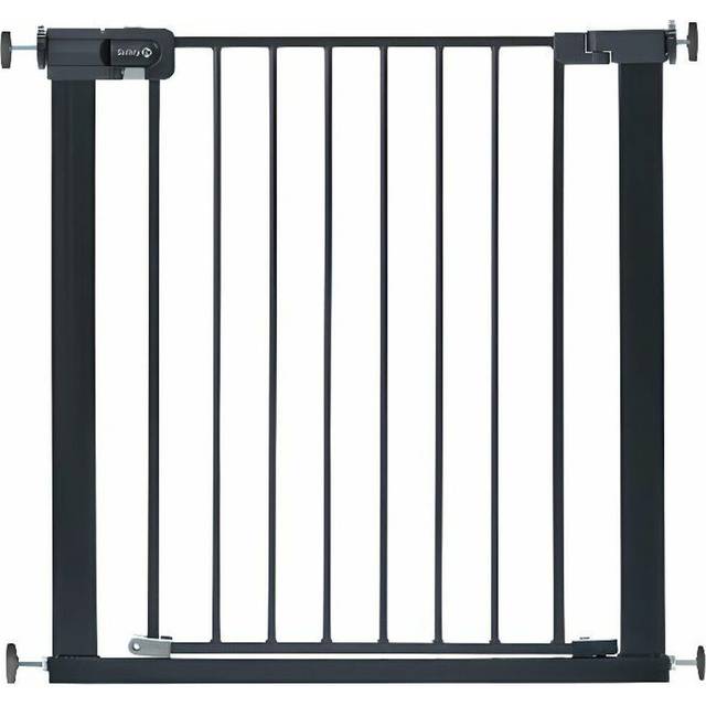 Safety 1st Easy Close Metal Gate, Baby Säkerhetsgrind, 73–80 cm (max. 108 cm), Lättstängd Trappgrind Barn, Enhandsöppning, Installation utan Skruvar (Ingen Borrning), Dubbelt Låssystem, Black