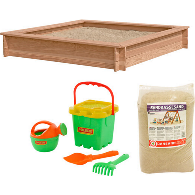 Nordic Play Active Sandpit Larch with Sand Toys 150x150cm