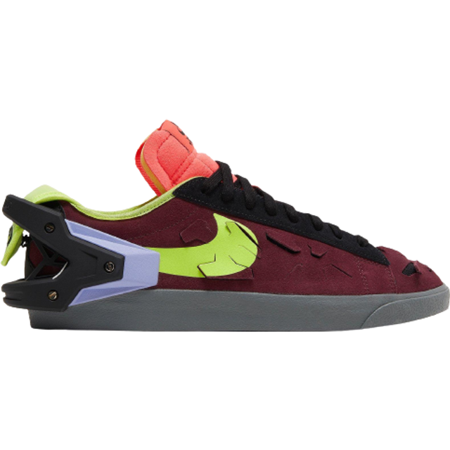 Nike Kids Blazer Low Acronym Trainers Night Maroon Lemon Venom Black In Red, 4