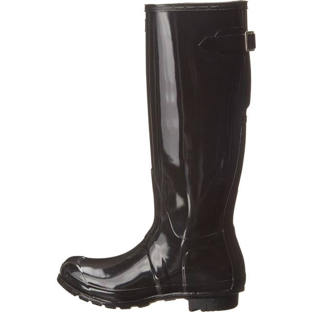 Hunter Original Back Adjustable Gloss Rubber Women's Tall Wellington Boots - Black - UK 6