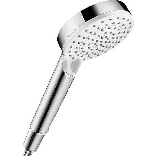 hansgrohe Crometta - Duschmunstycke, Handdusch med 2 stråltyper, runt Duschhuvud (⌀ 100 mm), med antikalk-funktion, vit/krom, 26330400