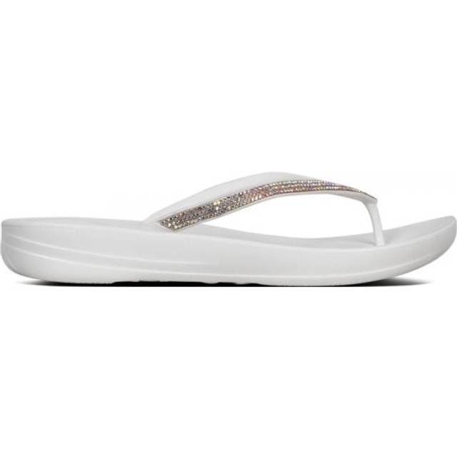 FitFlop Iqushion Sparkle Womens Flip Flop Sandals in Urban White - 3 UK