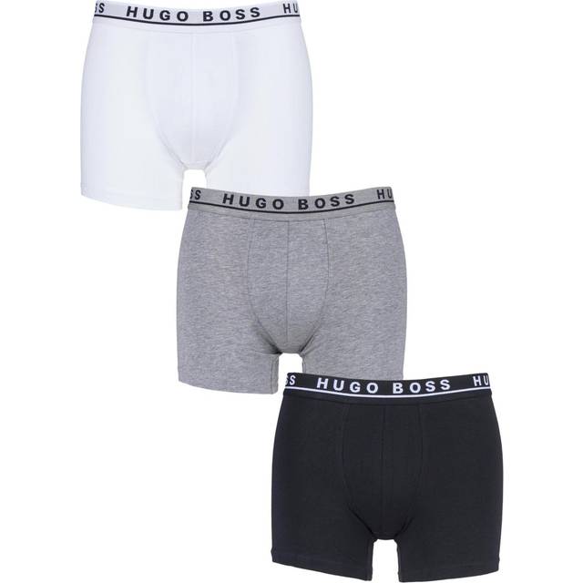 (XL) Hugo Boss 3 Pack OF STRETCH-COTTON BOXER BRIEFS - Black / White / Grey