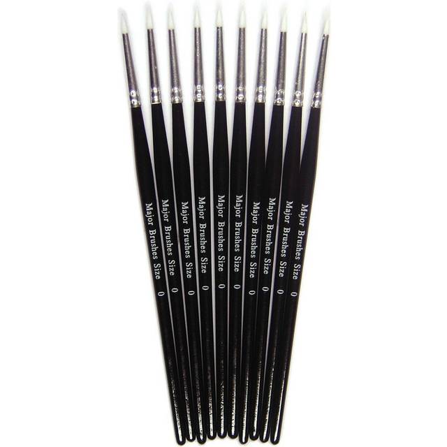 Major Brushes White Nylon Sable Brush, Pack 10, Size 0