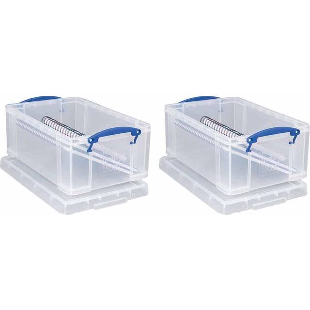 Really Useful Storage Box 9 Litre Pack of 2, Clear