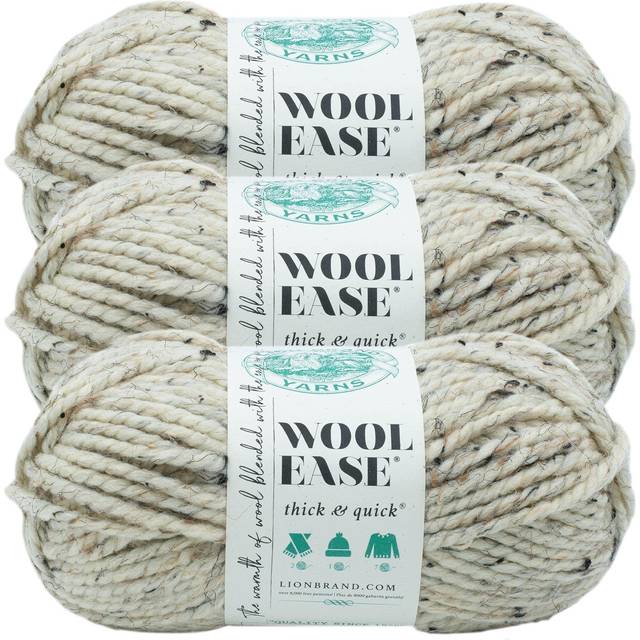 Lion Brand Yarn Wool-Ease Thick & Quick Yarn  Soft and Bulky Yarn for Knitting  Crocheting  and Crafting  3 Pack  Grey Marble