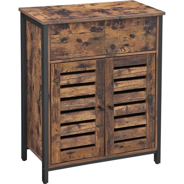 Vasagle Storage Cabinet 2 Drawers 2 Doors Rustic Brown