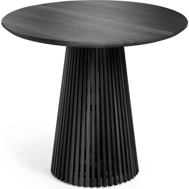 Jeanette round solid white cedar wood table in black, Ã˜ 90 cm - Black