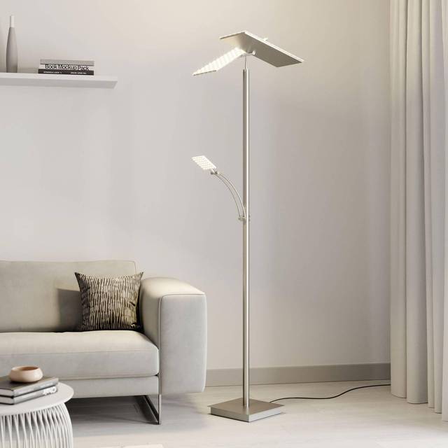 Lucande - Parthena LED floor lamp nickel