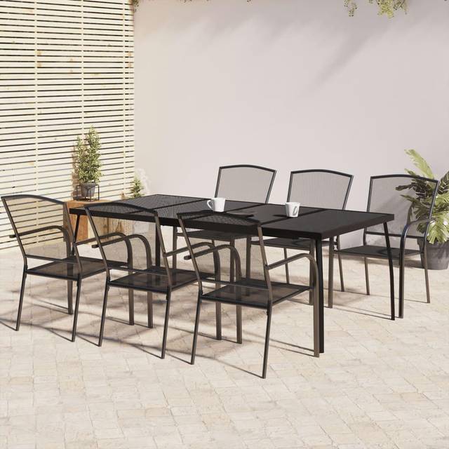 vidaXL 7 Piece Garden Dining Set Anthracite Steel