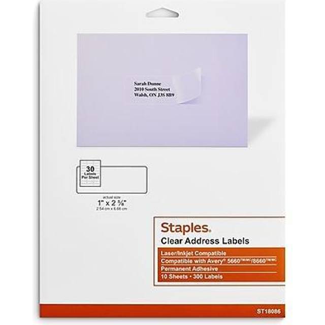 Staples Laser/Inkjet Address Labels  1 x 2