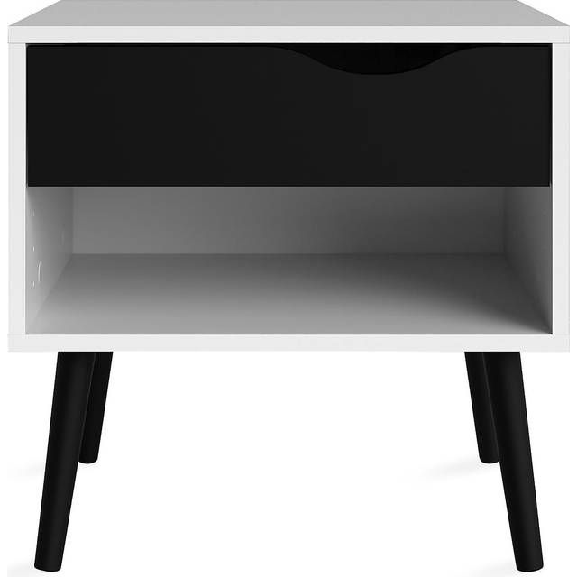Delta sängbord vit/svart