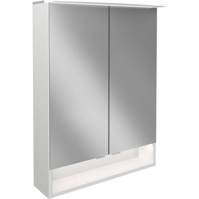 B.style 60cm x 81cm Surface Mount Mirror Cabinet with LED Lighting - White (810mm H X 600mm W X 150mm D)