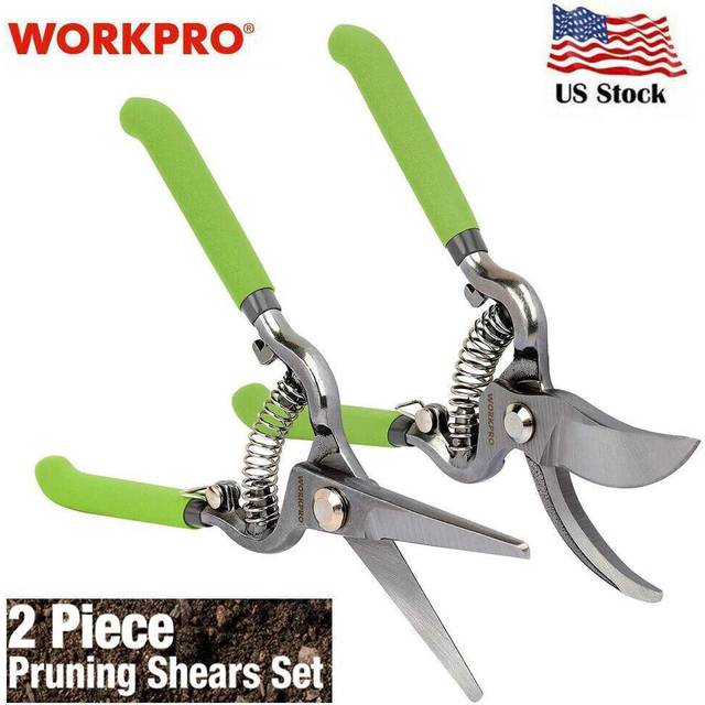 "2-Piece 8"" Pruning Shears Set, Heavy Duty Secateurs Blade with Heat Treatment, Garden Shears, Hand Pruner Scissors for Garden Fruits Vegetables Plants"