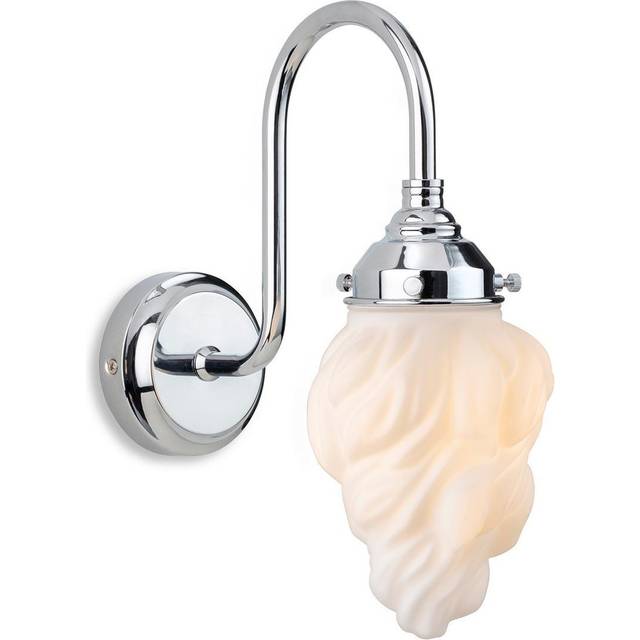 Firstlight Flame Art Deco Style Wall Light in Chrome and White Flame Glass