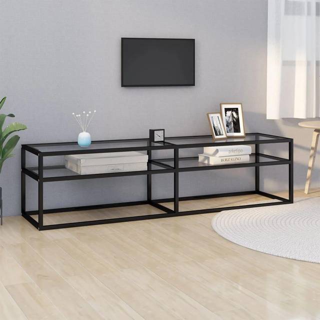 vidaXL TV Cabinet Transparent Tempered Glass Home Stereo Hifi Cabinet TV Stand