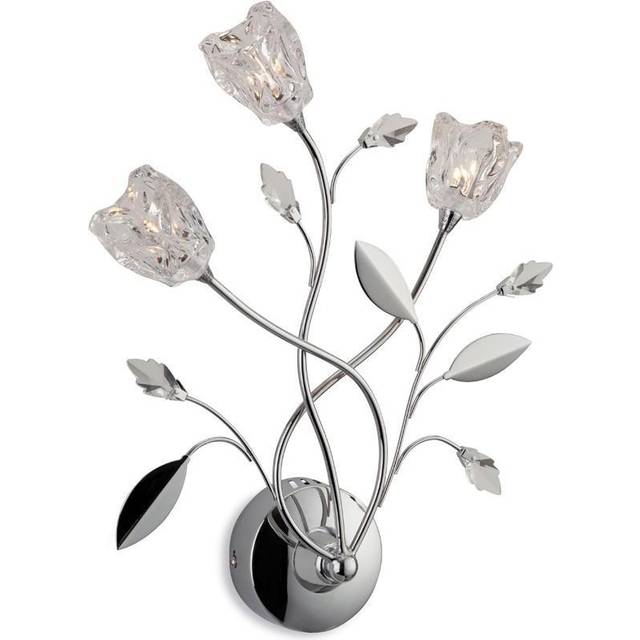 Firstlight Cindy Flower and Leaf Style 3-Light Wall Light in Chrome and Clear Glass