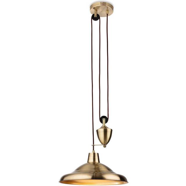 Firstlight 2928AB Suffolk 1 Light Rise And Fall Ceiling Pendant Light In Antique Brass Finish
