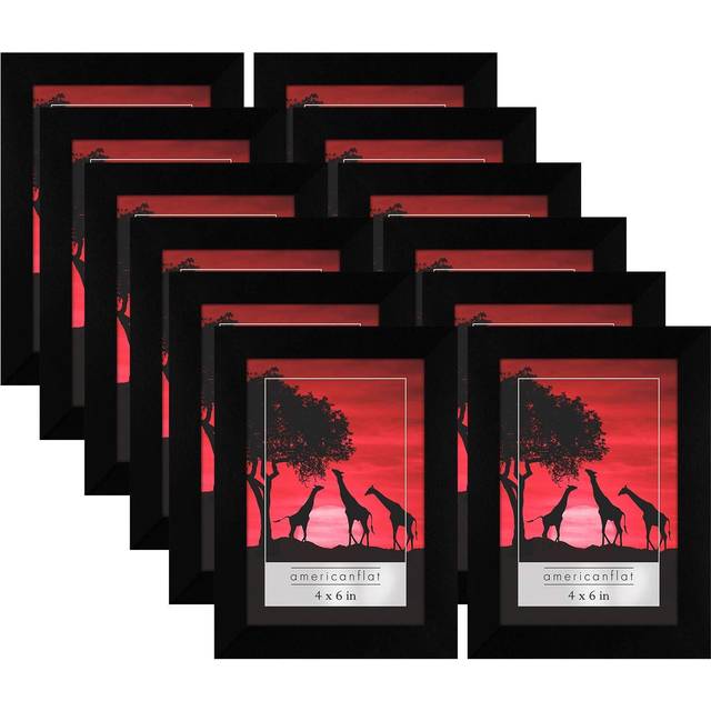 Americanflat 12 Piece 4x6 Picture Frame Set in Black - Gallery Wall Frame Set with Polished Plexiglass and Easel - Photo Frames for Wall and Tabletop