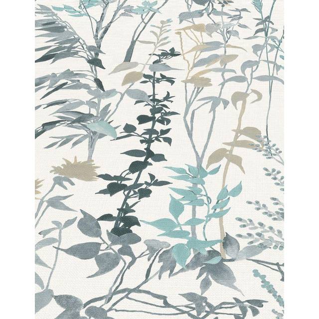 Erismann Meadow Floral Leaves Blue Grey and Taupe Wallpaper - Erismann Wallpaper - 8.5 x 53 x 850cm