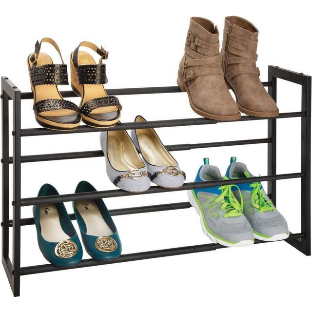 mDesign Metal 3 Tier Adjustable/Expandable Shoe and Boot Storage Organ