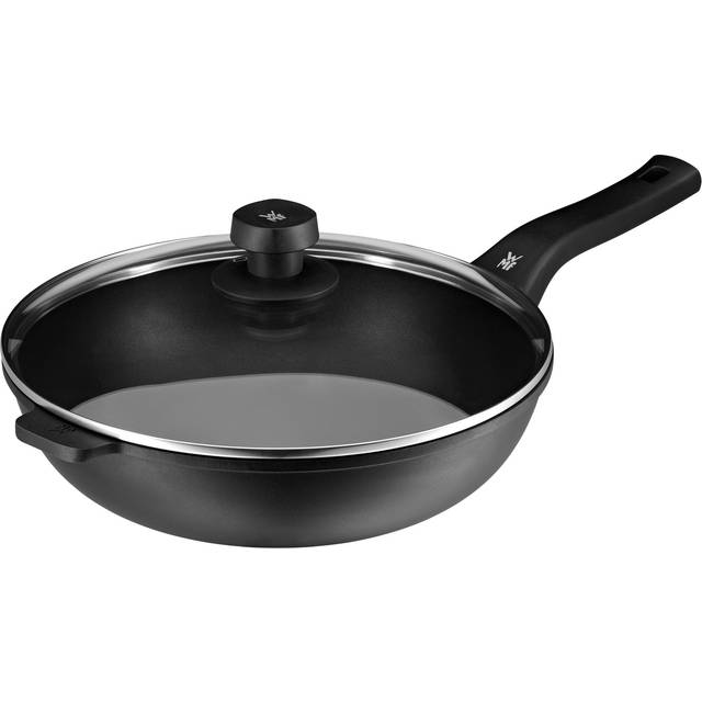 WMF Permadur Premium Wok 30 cm Induction Glass Lid with Steam Opening Aluminium Coated