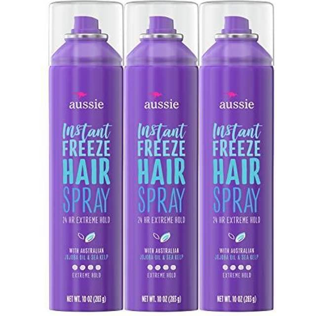 Aussie Instant Freeze Hairspray with Jojoba & Sea Kelp  Strong Hold  10.0 oz  Triple Pack