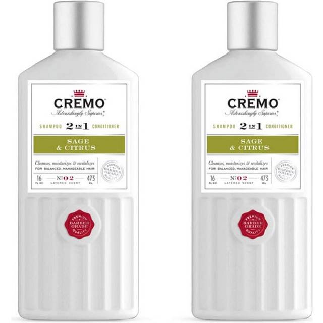 Cremo Barber Grade Sage & Citrus 2-in-1 Shampoo & Conditioner, 16 Fl Oz (2-Pack)