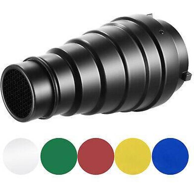 Neewer Large Aluminium Alloy Conical Snoot Kit with Honeycomb Grid and 5 Pieces Color Gel Filters for Bowens Mount Studio Strobe Monolight Photography