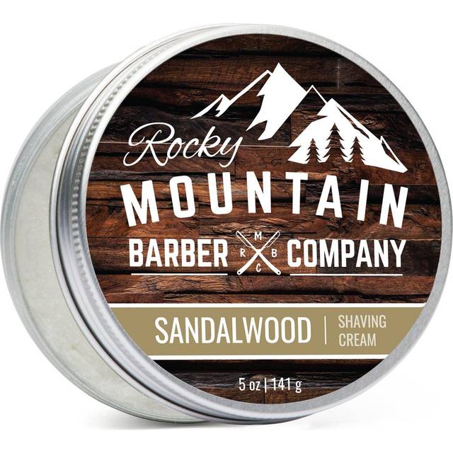 Shaving Cream for Men with Sandalwood Essential Oil - Thick Lather for Traditional and Cartridge Shaving - by Rocky Mountain Barber Company