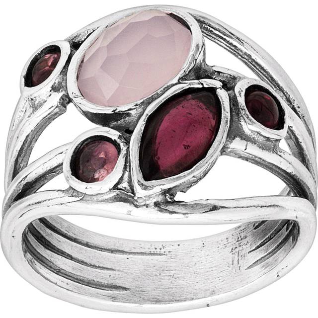 Silpada 'Red Alert' Garnet, Rose Quartz, & Tourmaline Ring in Silver, Size 11