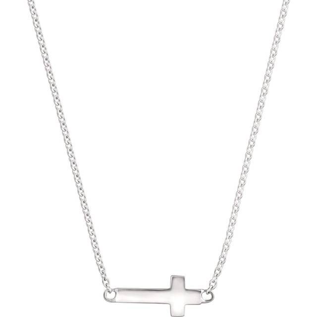 Silpada 'Simplex Cross' Horizontal Cross Necklace in Sterling Silver, 16" - White