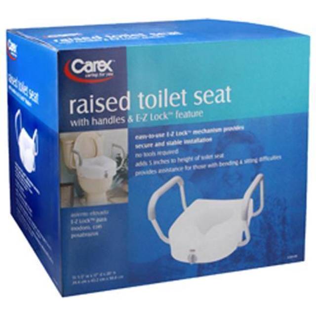 Carex e-z lock raised toilet seat with non-adjustable handles 1 each by carex