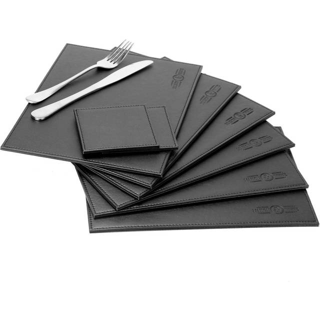 Faux Leather Placemats & Coaster Table Set - 12 Piece | M&W