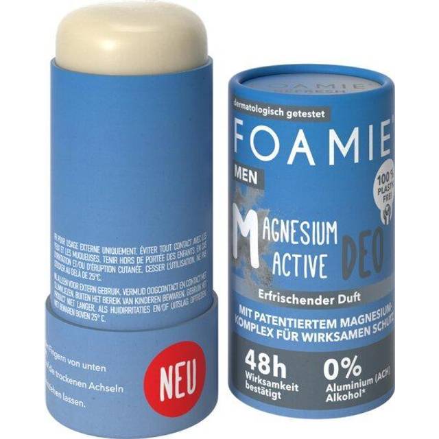Foamie Fast deodorant män "Refresh", deodorantpinne intensiv uppfriskande doft, 48h effektiv deodorant utan aluminium, deodorantpenna vegansk och plastfri, 40 g