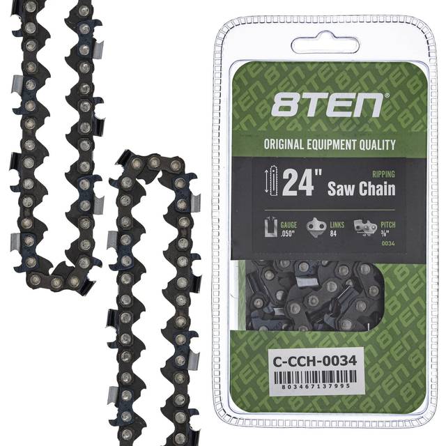 8TEN Ripping Chainsaw Chain 24 Inch .050 3/8 84DL For Husqvarna 455 Rancher Echo CS-590 CS-600P Stihl MS 270