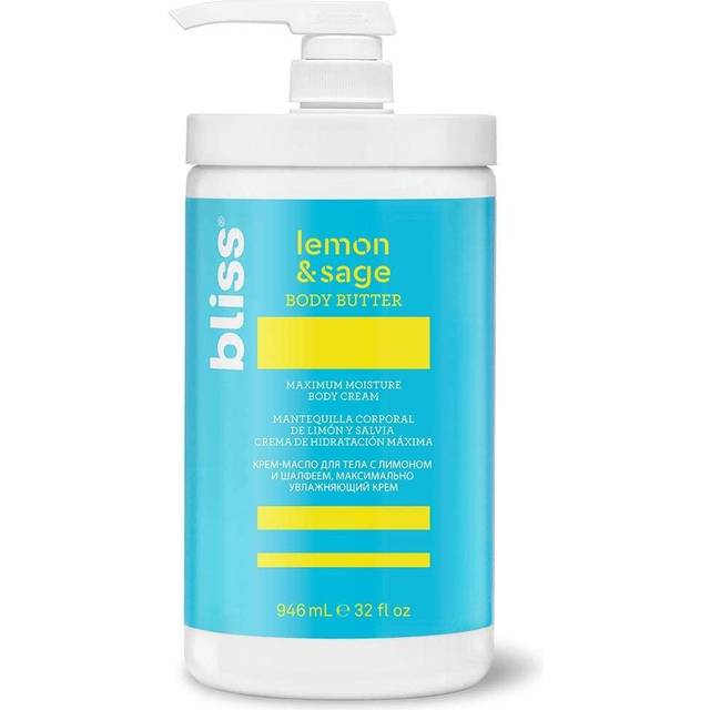 Bliss Body Butter - Lemon and Sage Body Butter - Maximum Moisture cream - 32 Fl Oz - Body Lotion for Dry Skin - Long-Lasting Moisturizer for Women &