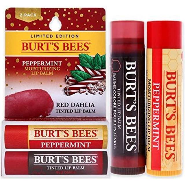 Burts Bees Burts Bees Lip Balm Kit Unisex Lip Balm Peppermint  Red Dahlia Tinted  015 Ounce Pack of 2