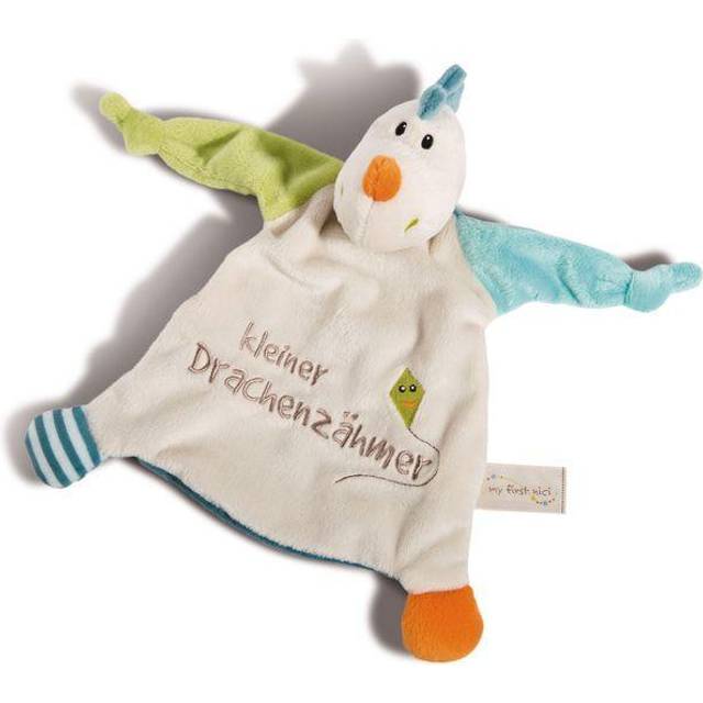 NICI gosefilt drake Draguli "Liten draktägare 25 x 25 cm – snuffelduk från 0 månader – gosig handduk för spädbarn och småbarn – babygosedjur/snuffelduk – gosefilt för pojkar – 43709