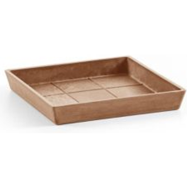 "Ecopots Modern Recycled Plastic Square Flower Pot Planter Saucer  Terracotta  7"""""