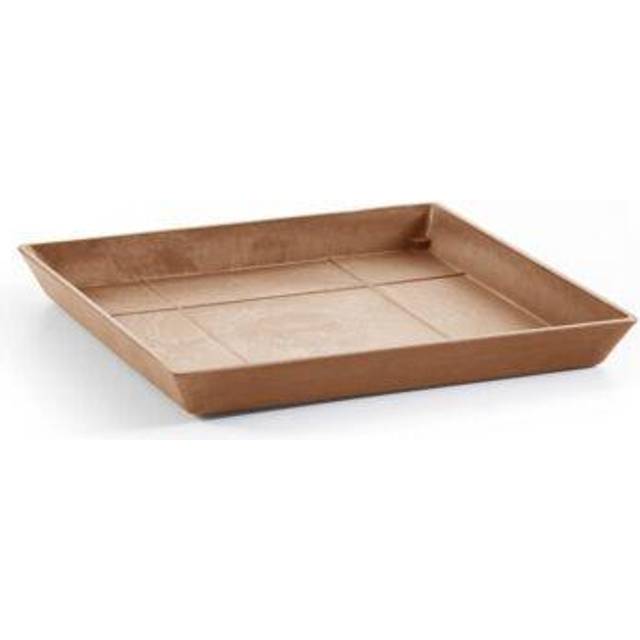 "Ecopots Modern Recycled Plastic Square Flower Pot Planter Saucer  Terracotta Color  11"""""