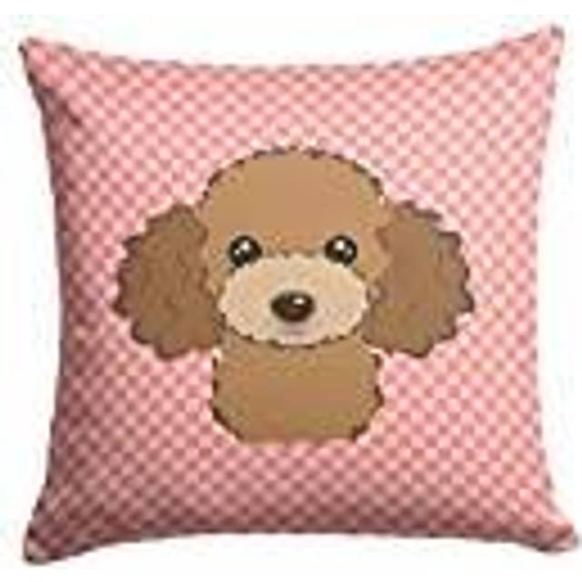Caroline's Treasures BB1256PW1414 Checkerboard Pink Chocolate Brown Poodle Canvas Pillow  Large  Multicolor