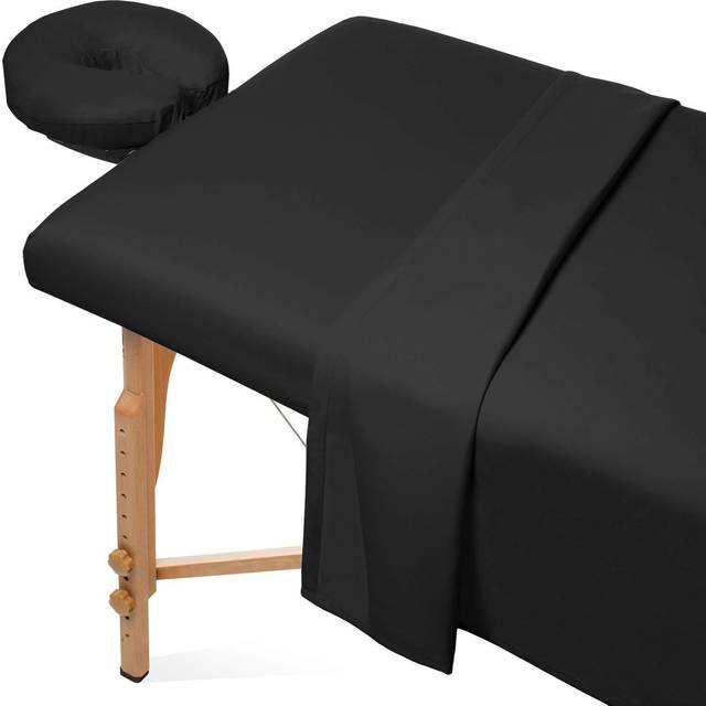 Saloniture 3-Piece Microfiber Massage Table Sheet Set - Premium Facial Bed Cover - Includes Flat and Fitted Sheets with Face Cradle Cover -